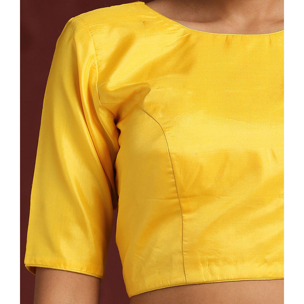 WeaverStory Handcrafted Yellow Pure Silk Blouse