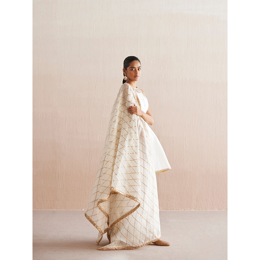 WeaverStory Afsana White Organza Top with Gharara (Set of 2)