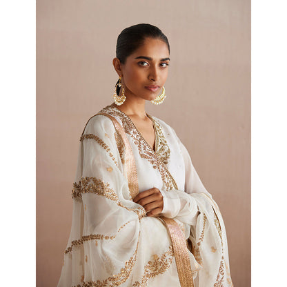 WeaverStory Mahjabeen Organza Angarkha with Pant (Set of 2)