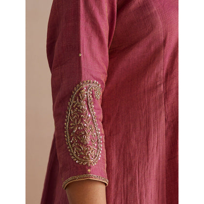 WeaverStory Aayat Rani Pink Cotton Tissue Kurta with Pant (Set of 2)