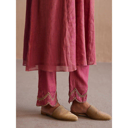 WeaverStory Aayat Rani Pink Cotton Tissue Kurta with Pant (Set of 2)