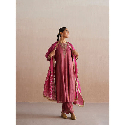 WeaverStory Aayat Rani Pink Cotton Tissue Kurta with Pant (Set of 2)
