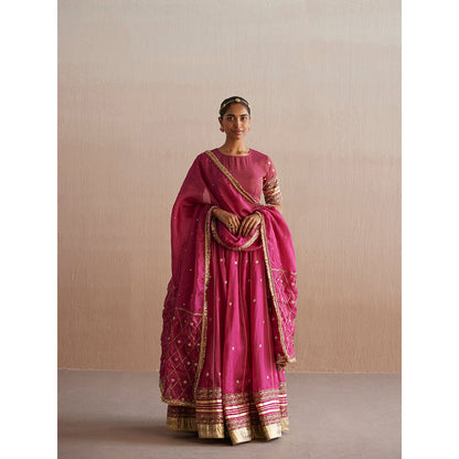 WeaverStory Mastani Rani Pink Cotton Tissue Choli with Lehenga (Set of 2)