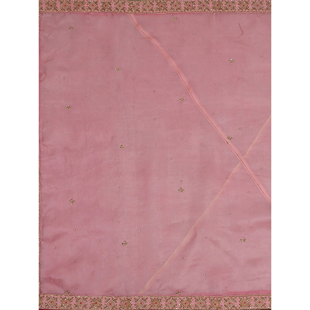 WeaverStory Pink Zardozi Dupatta