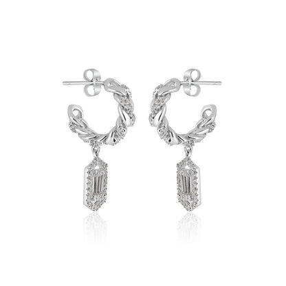 WRAPGAME INDIA Cuban and Baguette Drop Rasvata Earrings