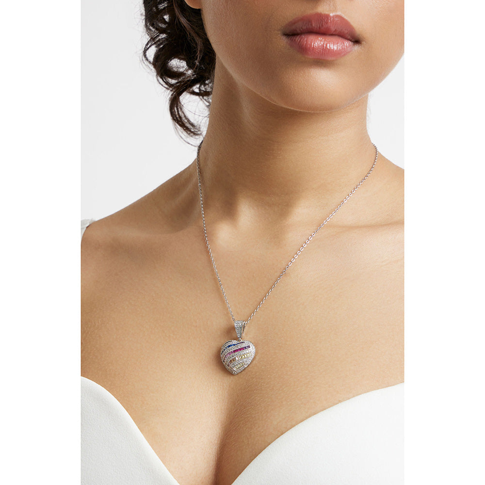 WRAPGAME INDIA Multi-Color Iced Heart Pendant Chain