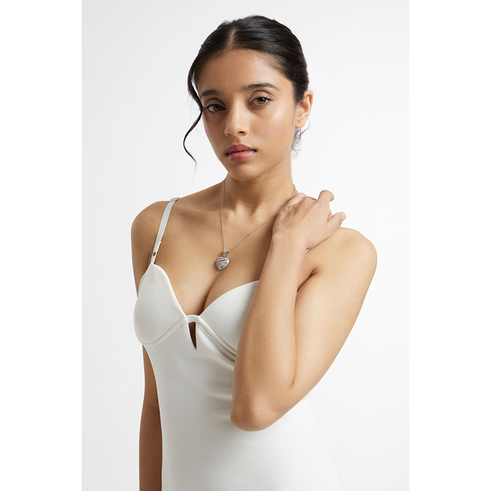 WRAPGAME INDIA Multi-Color Iced Heart Pendant Chain