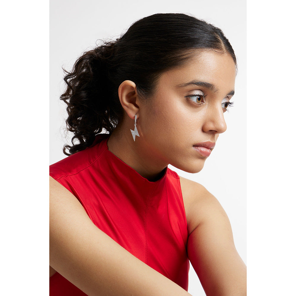 WRAPGAME INDIA White Stone Flash Earrings