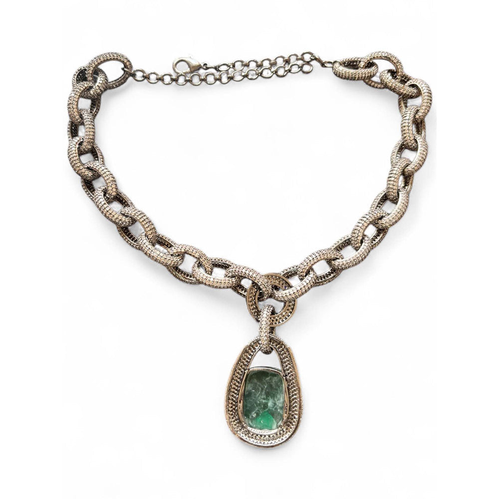 WRAPGAME INDIA Bling Link Chain With Green Doublet Stone - Green