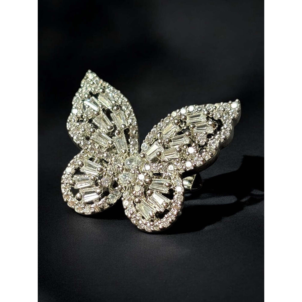 WRAPGAME INDIA Baguette Butterfly Brooch - Silver