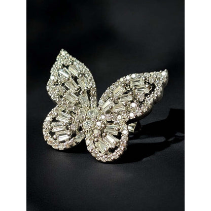 WRAPGAME INDIA Baguette Butterfly Brooch - Silver