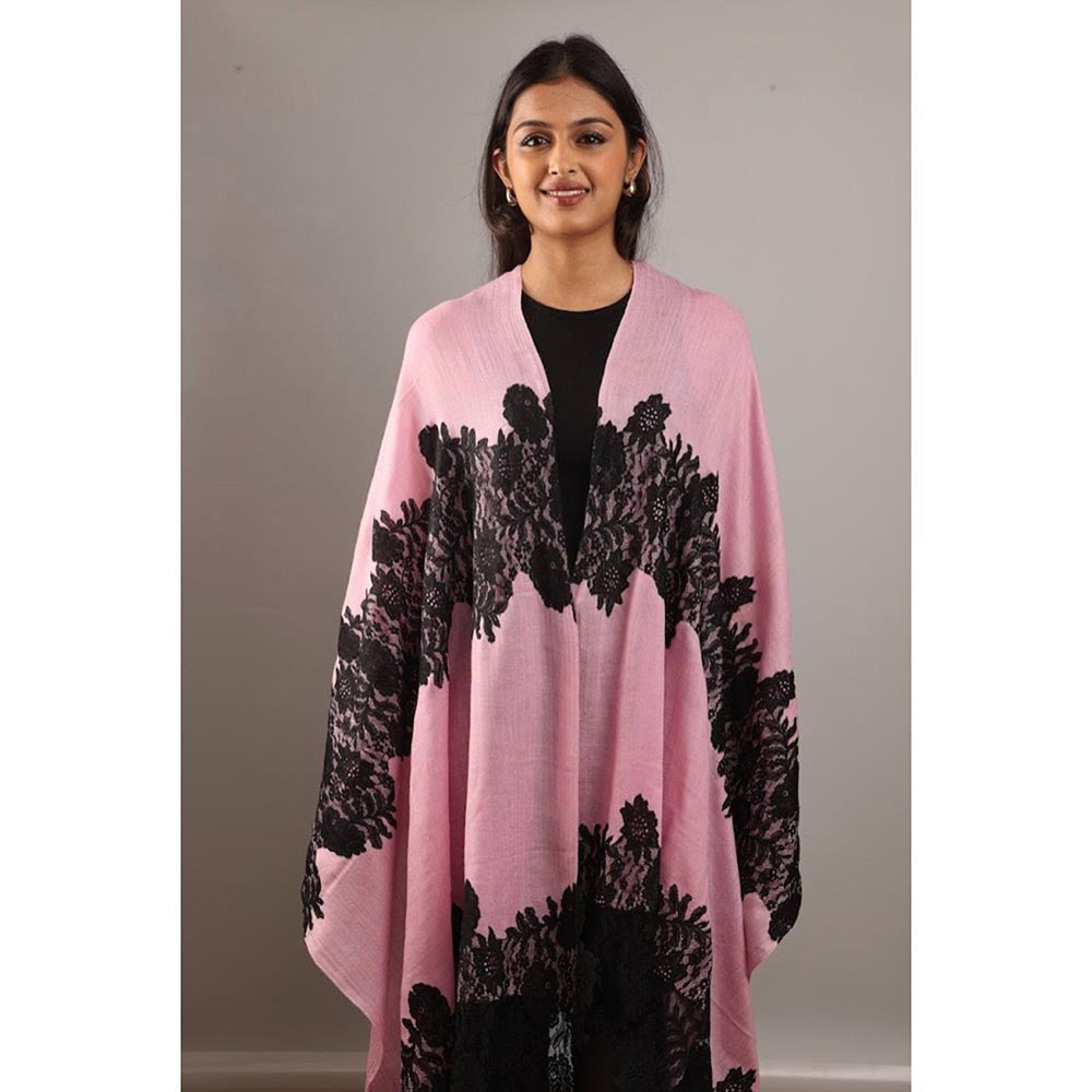 Wrapture By Suzanne Rosellee Lace In Pink And Black Shawl