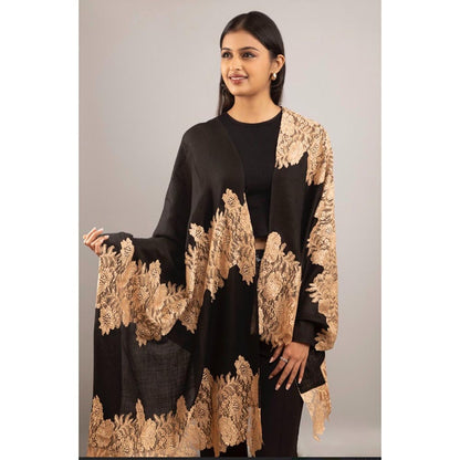 Wrapture By Suzanne Roselle Lace In Black And Gold Shawl