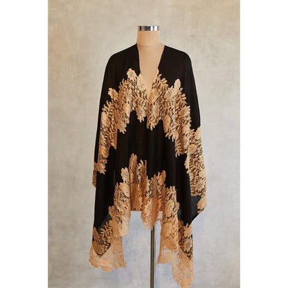 Wrapture By Suzanne Roselle Lace In Black And Gold Shawl