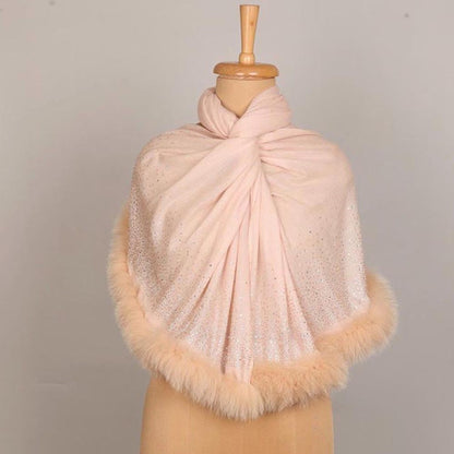 Wrapture By Suzanne Fur And Crystal In Pink Shawl