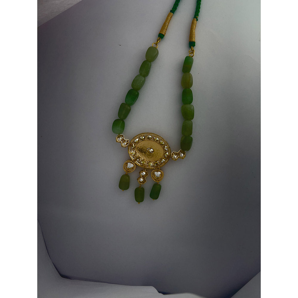 XAGO Le Teylie Green Kundan Beads and Mossanite Studded Necklace