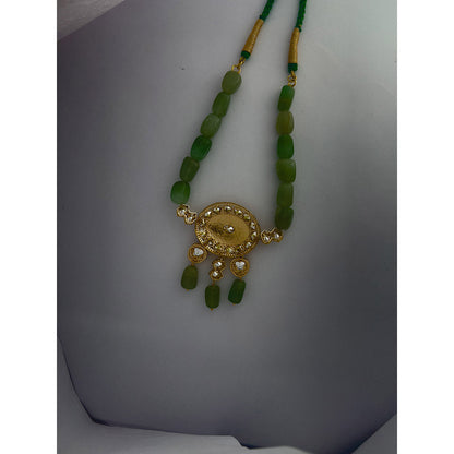 XAGO Le Teylie Green Kundan Beads and Mossanite Studded Necklace
