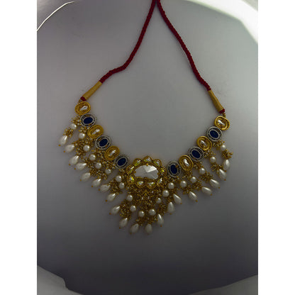 XAGO Le Vaia Gold Plated Blue and White Studded Necklace