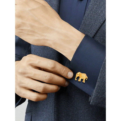 XAGO Gold Toned Elephant- Shaped Cufflinks