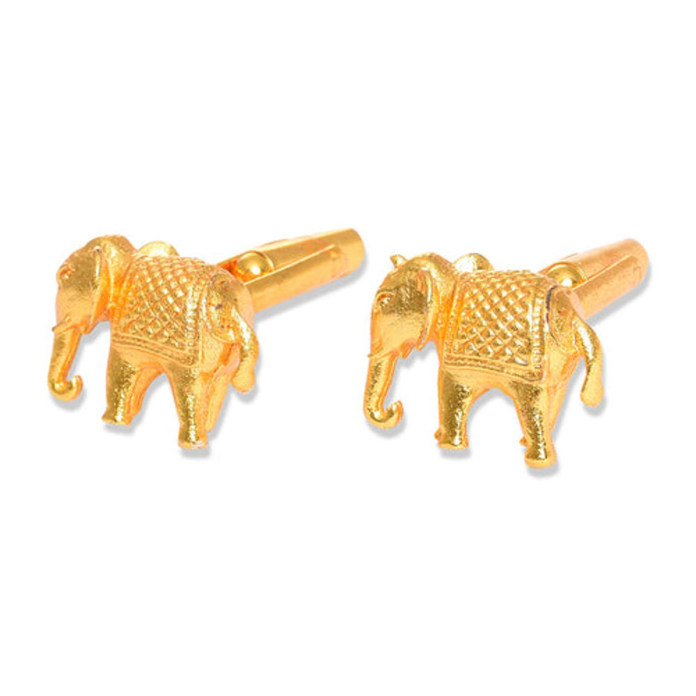 XAGO Gold Toned Elephant- Shaped Cufflinks