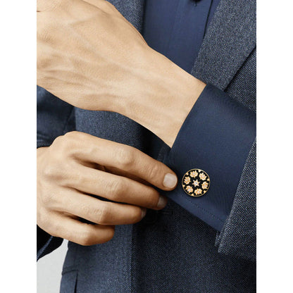 XAGO Gold Plated Black Floral-Shaped Cufflinks
