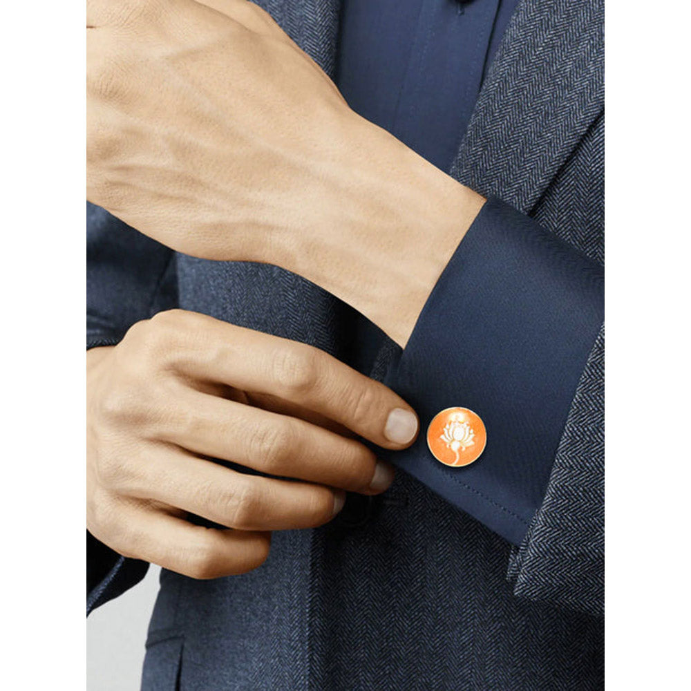XAGO Gold and Orange-Toned Round Cufflinks