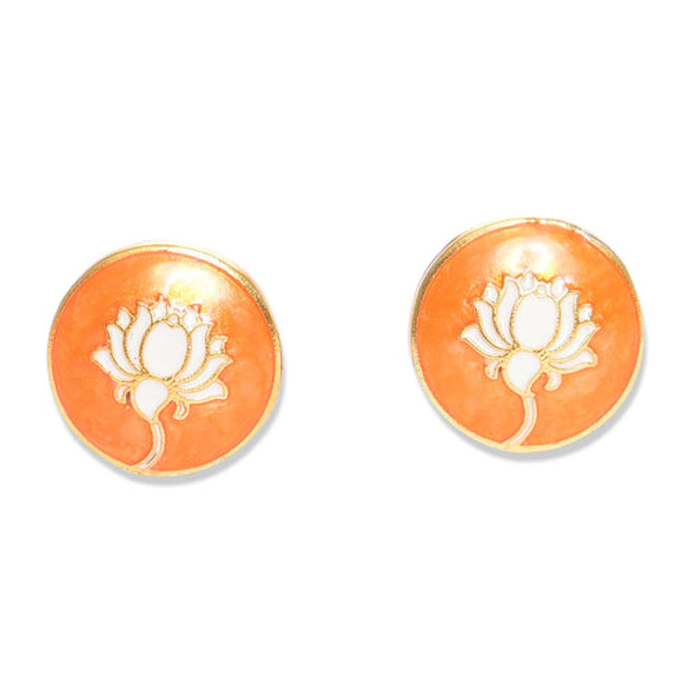 XAGO Gold and Orange-Toned Round Cufflinks