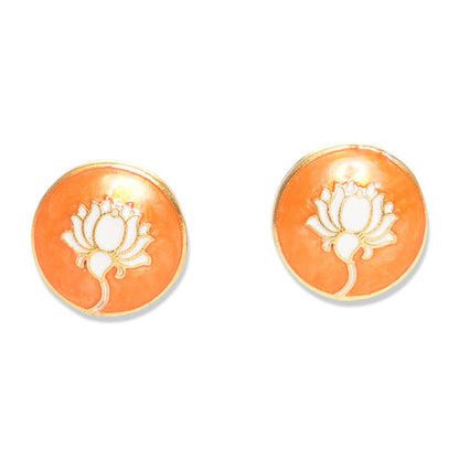 XAGO Gold and Orange-Toned Round Cufflinks