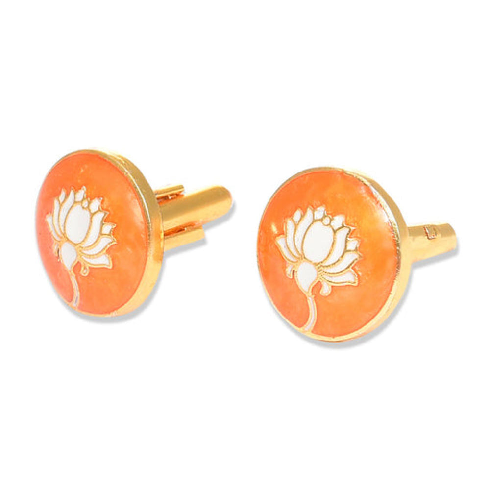XAGO Gold and Orange-Toned Round Cufflinks