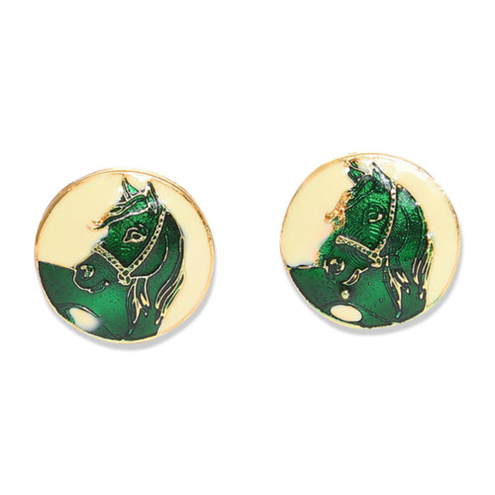 XAGO Gold and Green-Toned Round Cufflinks