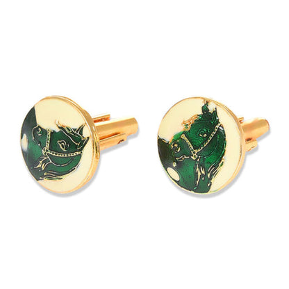 XAGO Gold and Green-Toned Round Cufflinks