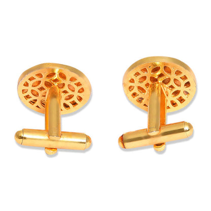 XAGO Gold and Green-Toned Round Cufflinks
