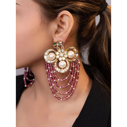 XAGO Le Tavishi Pink Pearls And Moissanite Studded Earrings