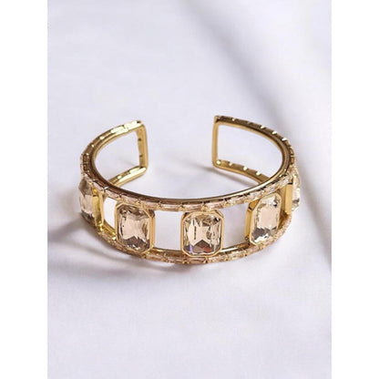 XAGO Le Oriya Gold Plated And White Stone Cuff Bracelet