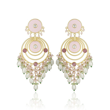 XAGO Mya Enameled Polki and Pearl Earrings