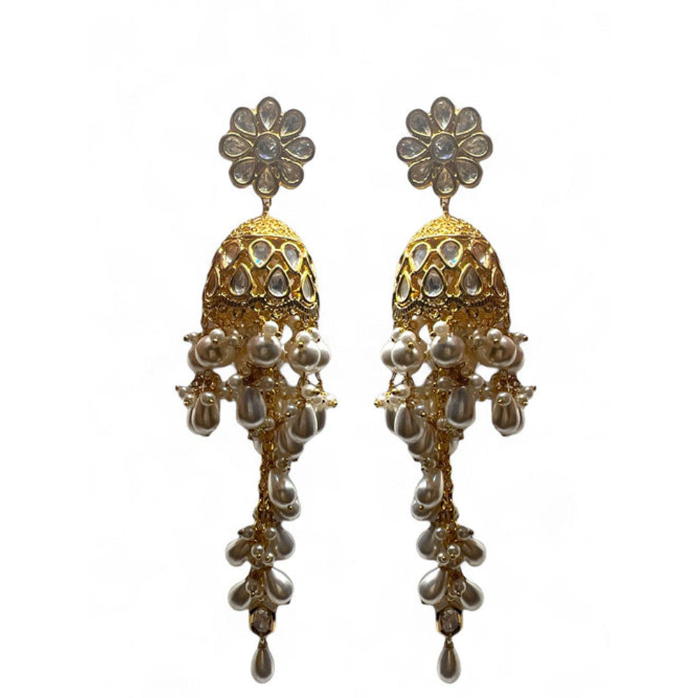XAGO Le Ramona White Pearl and Kundan Earrings