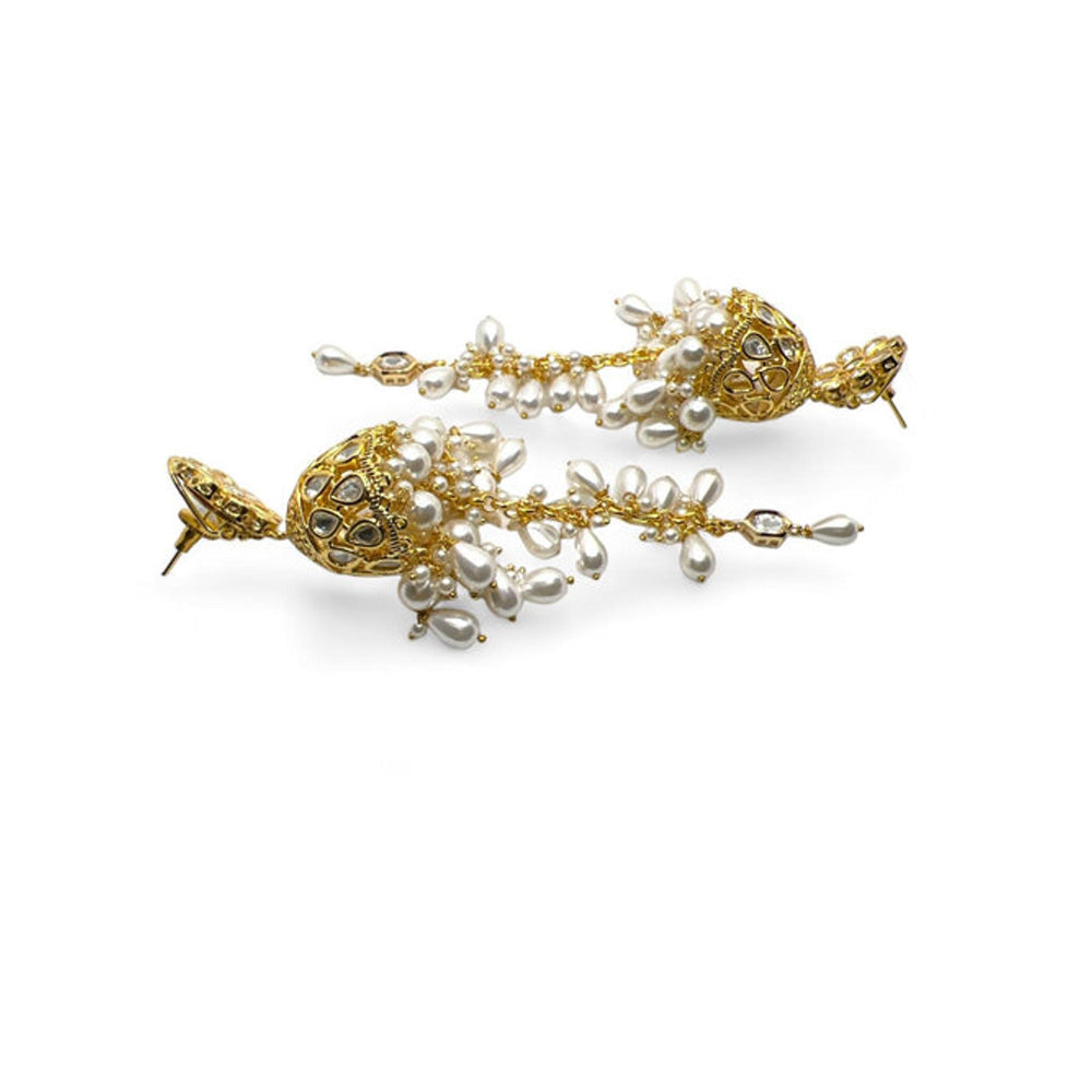 XAGO Le Ramona White Pearl and Kundan Earrings