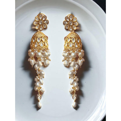 XAGO Le Ramona White Pearl and Kundan Earrings
