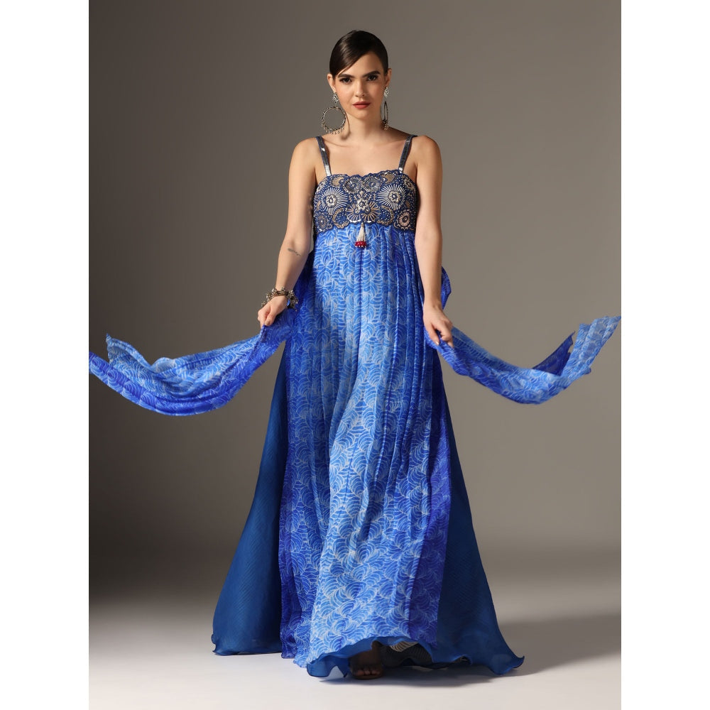 YASHODHARA Blue Top and Palazzo (Set of 2)