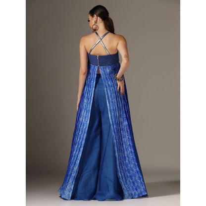 YASHODHARA Blue Top and Palazzo (Set of 2)