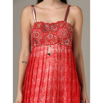 YASHODHARA Red Top and Palazzo (Set of 2)
