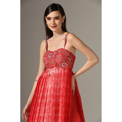 YASHODHARA Red Top and Palazzo (Set of 2)