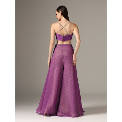 YASHODHARA Purple Jacket Set (Set of 3)