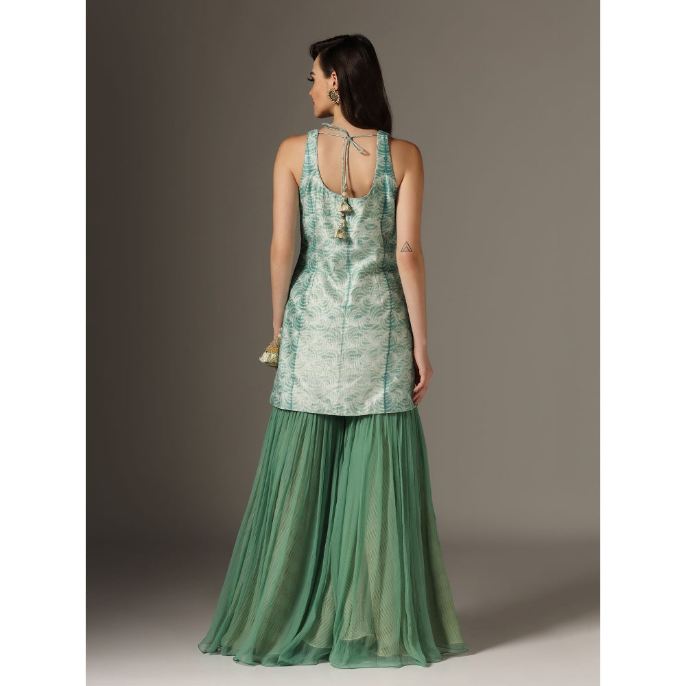 YASHODHARA Eco Green Kurti, Sharara with Dupatta (Set of 3)