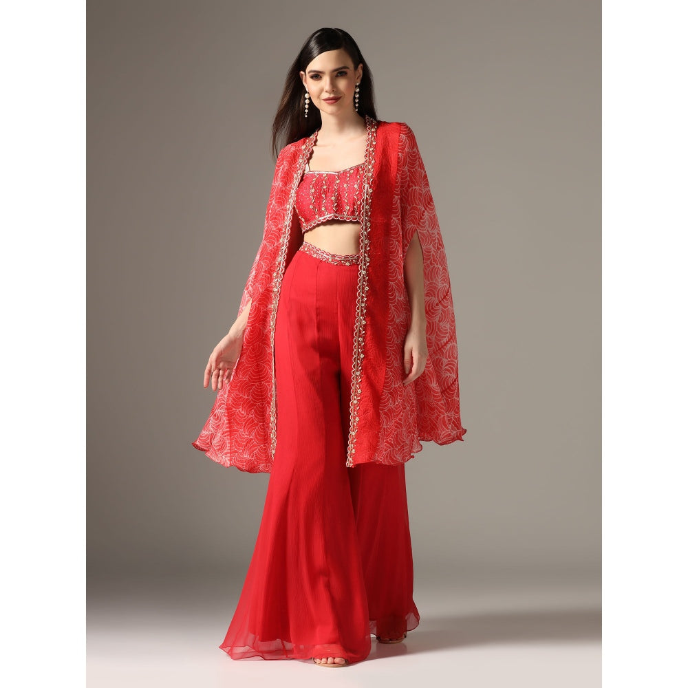 YASHODHARA Red Cape Set (Set of 3)
