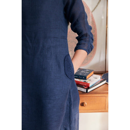 YELL The Iris Dress-Navy Blue