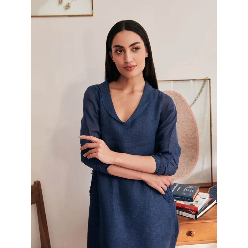 YELL The Iris Dress-Navy Blue