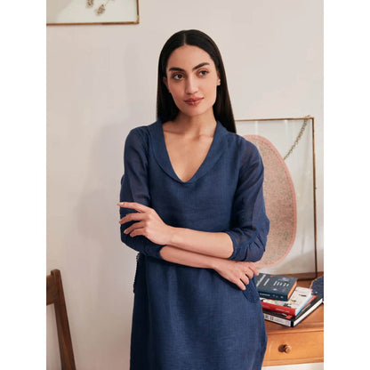 YELL The Iris Dress-Navy Blue