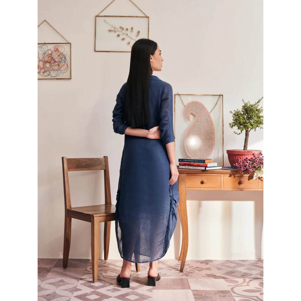 YELL The Iris Dress-Navy Blue