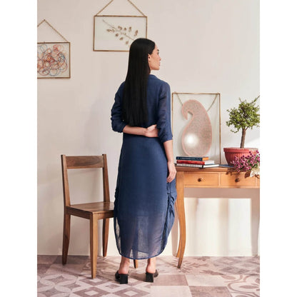 YELL The Iris Dress-Navy Blue